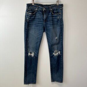 Rag & Bone Jean Women 29 Low Rise Slim Boyfriend 32x29.5 Distress Denim Core No